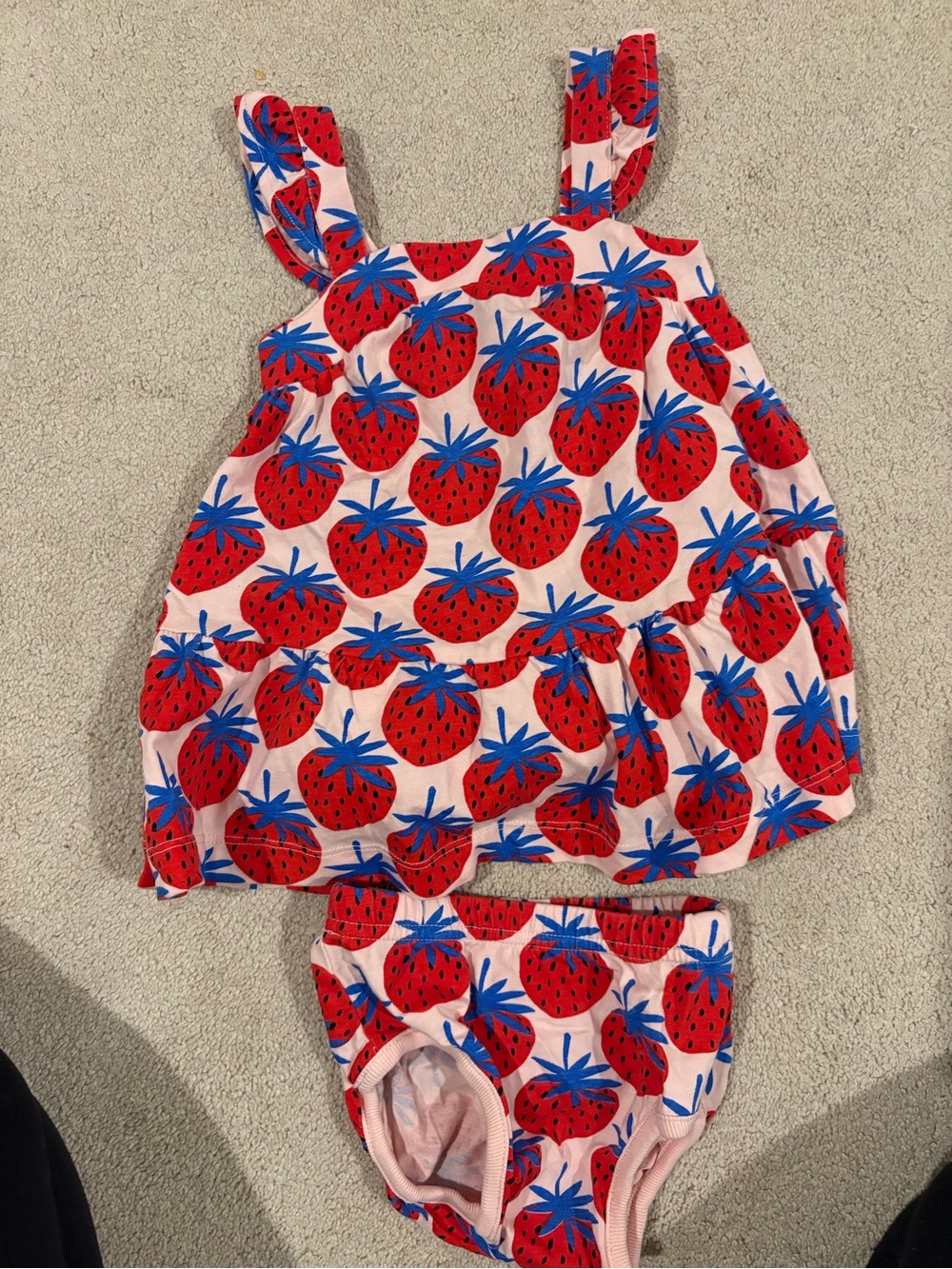 Hanna Andersson Pink Tankini Set with Red & Blue Strawberry Print